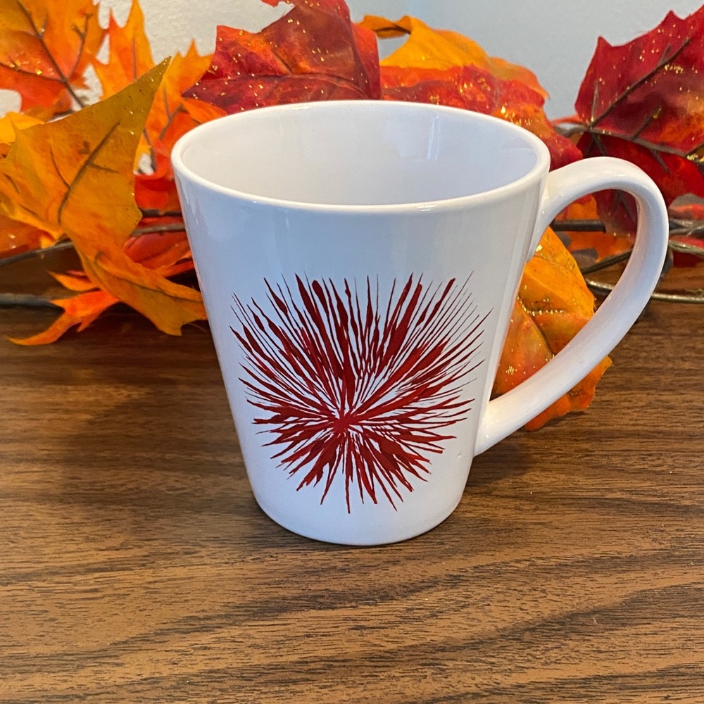 Starbucks White Mug with Red Burst Graphic